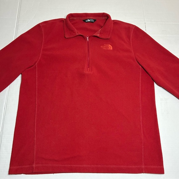 The North Face Men’s Lightweight Fleece Jacket Quarter Zip Red Size Large - Picture 3 of 10